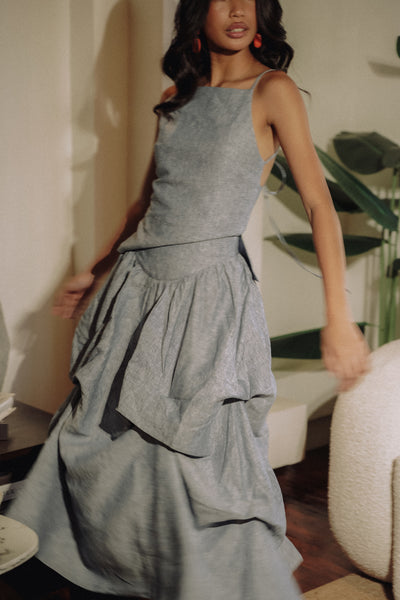 Denim Drop Waist Skirt