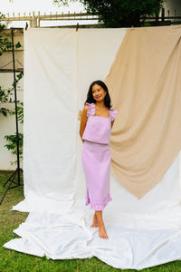 Lavender Linen Midi Skirt