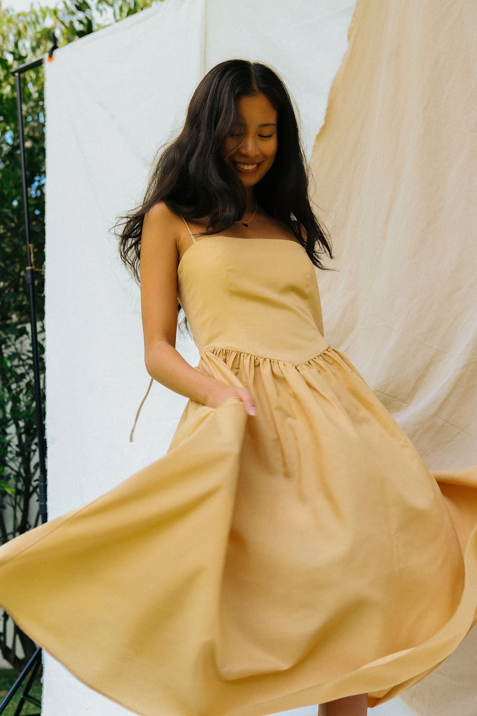 Camel Drop Waist Dress caca Camel Drop Waist Dress caca