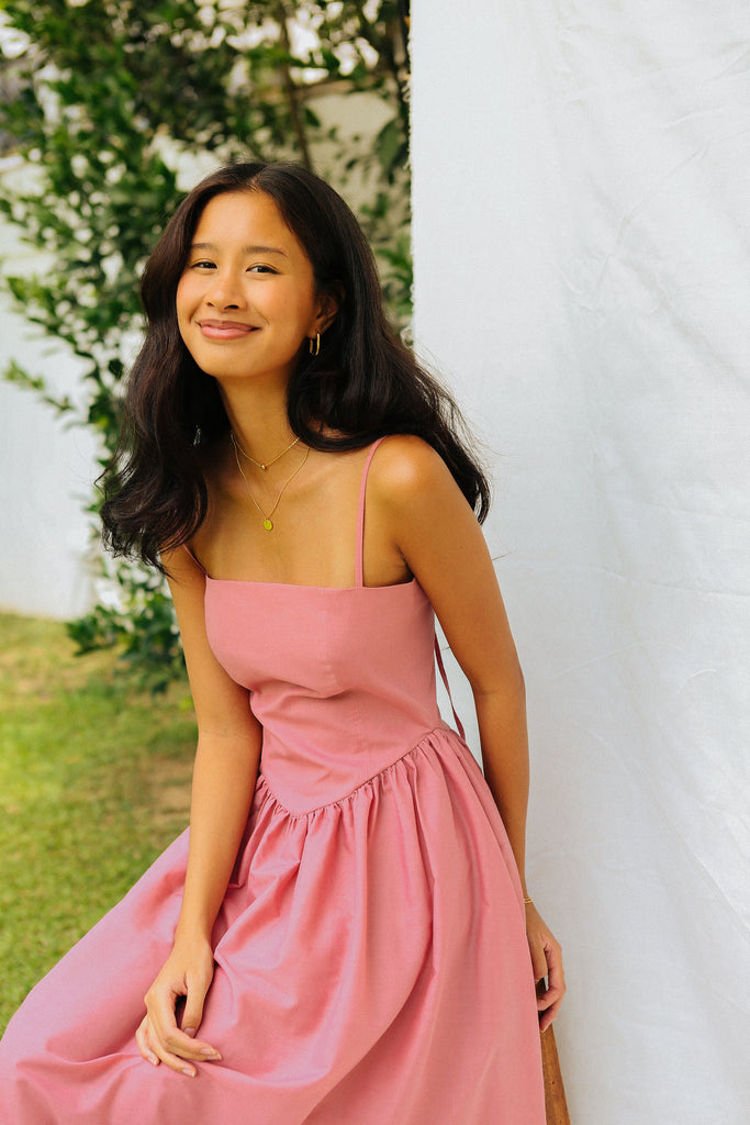 Pink Drop Waist Dress caca Pink Drop Waist Dress caca