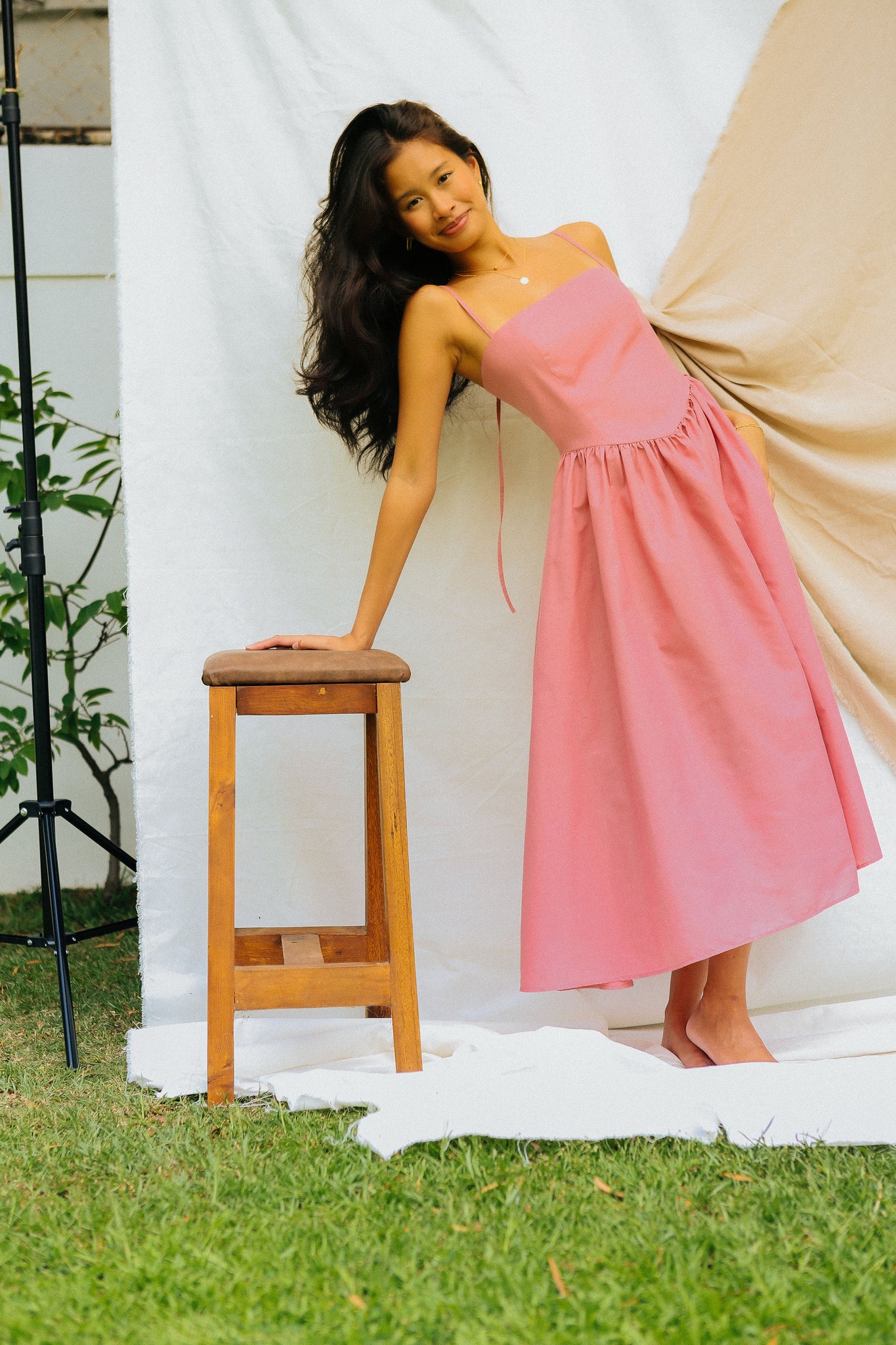 Pink Drop Waist Dress caca Pink Drop Waist Dress caca