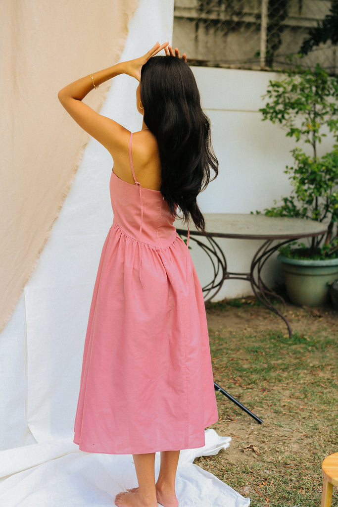 Pink Drop Waist Dress caca Pink Drop Waist Dress caca